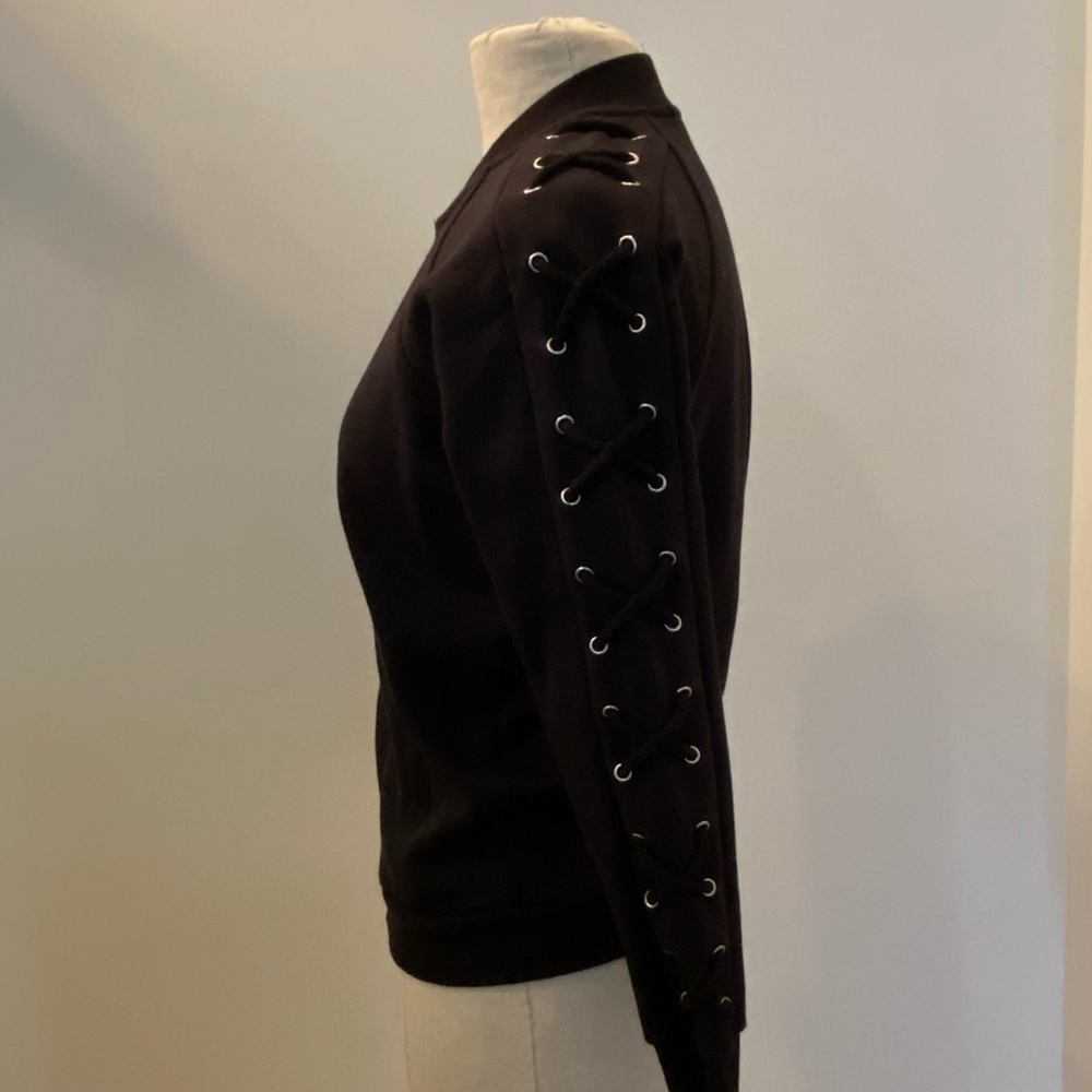 Max Jeans Womens Black Sweatshirt Baseball Jacket w Sleeve Detail / Size XS